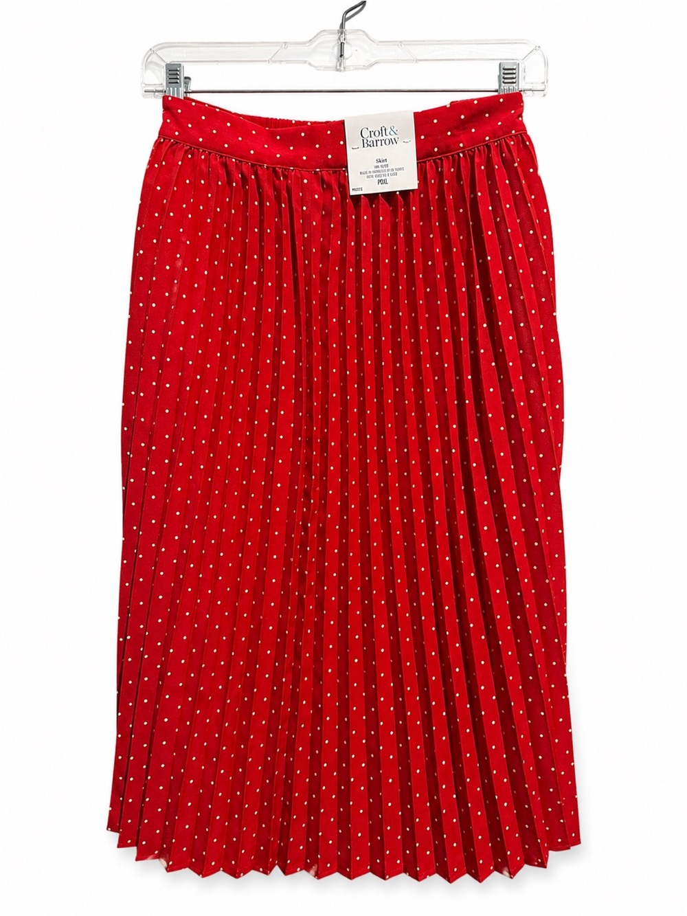 croft & barrow Red Polka Dot Pleated Midi Skirt